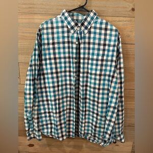 Old Navy Men's Blue and White Checkered Shirt